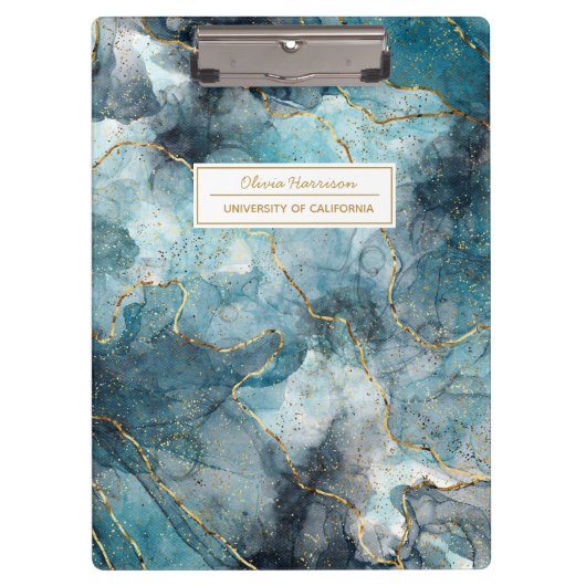 アート抽象芸術インク金ゴールドグリッター名と件名 クリップボード (正面)