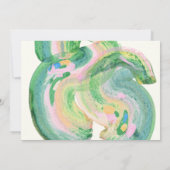 アート抽象芸術グリーンウォーター結婚カラー セーブザデート (裏面)