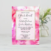 アート抽象芸術サマーネオンピンクパープル絞り染め 招待状 (スタンド正面)