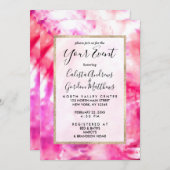 アート抽象芸術サマーネオンピンクパープル絞り染め 招待状 (正面/裏面)