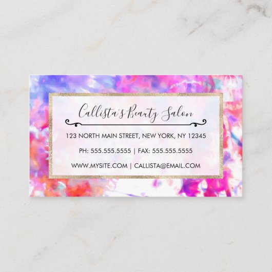 アート抽象芸術サマーピンクパープルオレンジ絞り染め 予約カード (裏面)