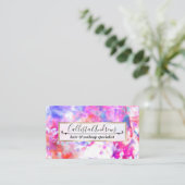 アート抽象芸術サマーピンクパープルオレンジ絞り染め 名刺 (スタンド正面)