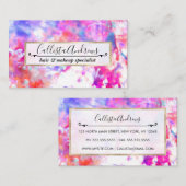 アート抽象芸術サマーピンクパープルオレンジ絞り染め 名刺 (正面/裏面)