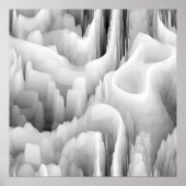 アート抽象芸術フラクタルぼやけ波モノクロバックアップ ポスター (正面)