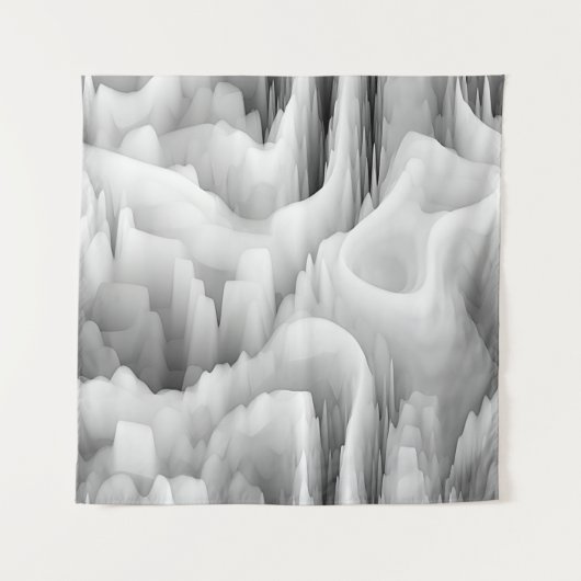 アート抽象芸術フラクタルぼやけ波モノクロバック タペストリー (正面)