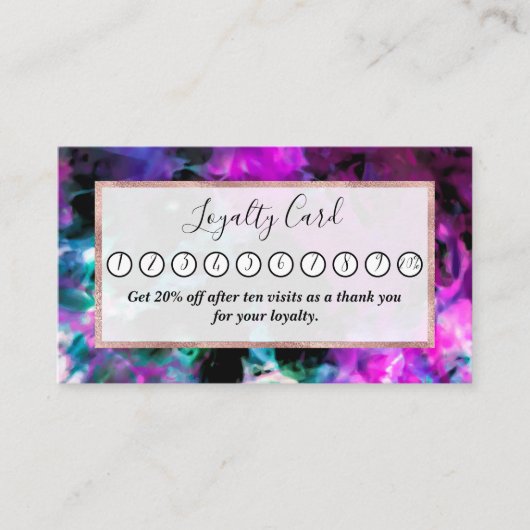 アート抽象芸術ブモダンラックスパープル絞り染め ロイヤリティカード (正面)