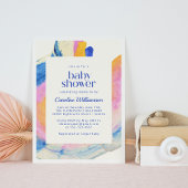 アート抽象芸術ブルーウォーター色かわいい赤ちゃんシャワー 招待状