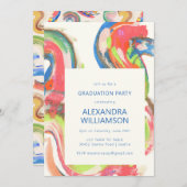 アート抽象芸術モダン水彩卒業パーティー 招待状 (正面/裏面)