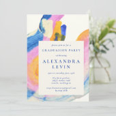 アート抽象芸術水彩写真卒業パーティー 招待状 (スタンド正面)