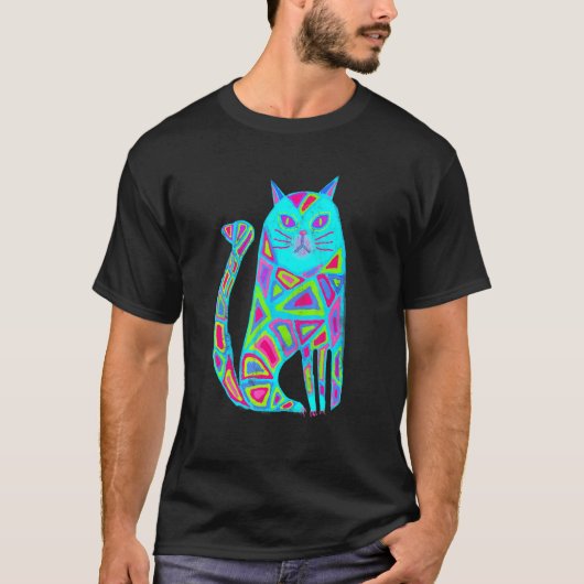 アート抽象芸術猫 Tシャツ (正面)