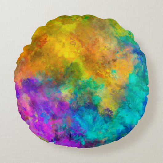 アート抽象芸術鮮やか絵を描の虹の背景 ラウンドクッション (正面)