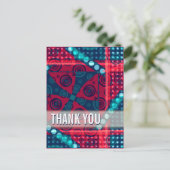 アート抽象芸術（赤い青）ありがとうはがき ポストカード (スタンド正面)