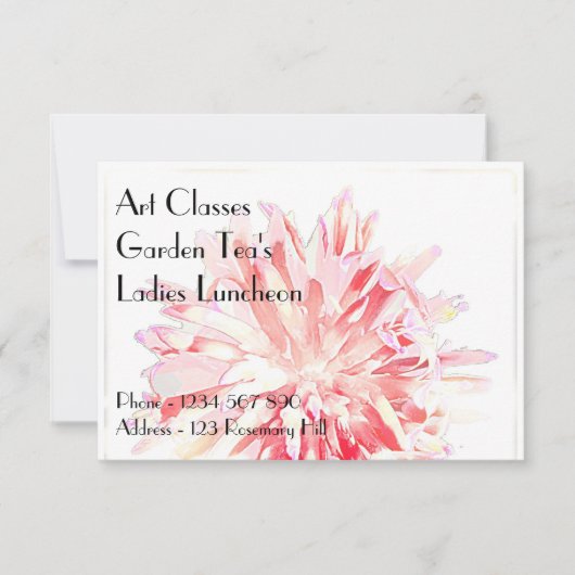 アート教室のレディースランチョンガーデンティーの招待状 招待状 (正面)