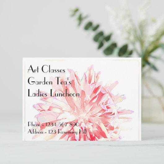 アート教室のレディースランチョンガーデンティーの招待状 招待状 (スタンド正面)
