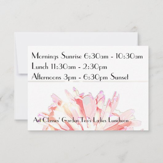 アート教室のレディースランチョンガーデンティーの招待状 招待状 (裏面)