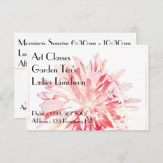 アート教室のレディースランチョンガーデンティーの招待状 招待状 (正面/裏面)