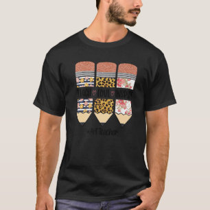 アート教師のバックトゥスクール 愛を教え 励ます ヒョウ Tシャツ
