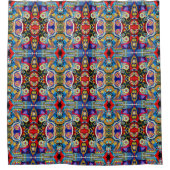 アート数々の恋人の色の青の赤の対称 シャワーカーテン (正面)