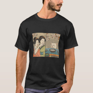 アート日本のさくらんぼの花猫と寿司Tシャツ Tシャツ