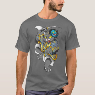 アート日本のキャットサムライオペラマスク(2) Tシャツ