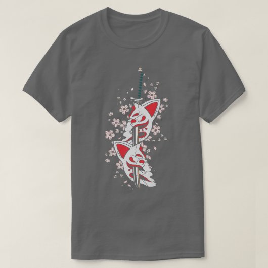 アート日本のキャット剣道刀サムライ忍者シノブ Tシャツ (デザイン正面)
