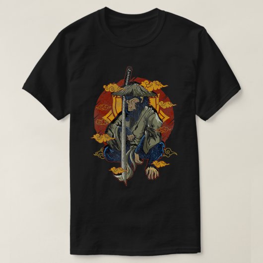 アート日本のサムライファイターモンキー Tシャツ (デザイン正面)
