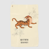 アート日本のタイガーとさくらんぼの花 ゴルフタオル (正面)