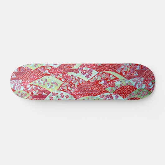 アート日本のレッドフローラ折り紙友禅スケートボード スケートボード (横)