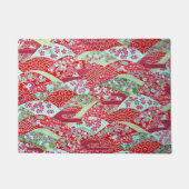 アート日本のレッドフローラ折り紙友禅ドアマット ドアマット (正面)