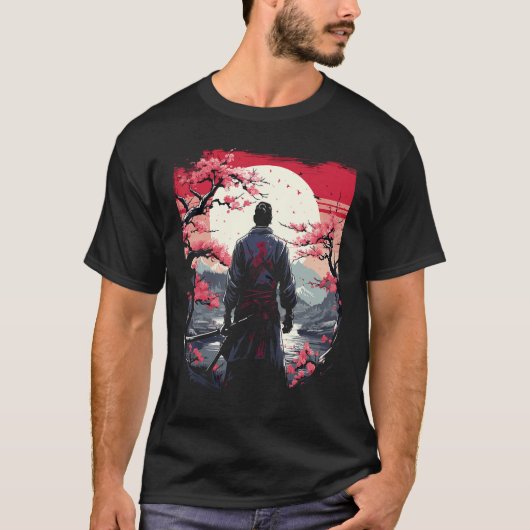 アート日本の忍者浮世絵侍ヴィンテージ戦 Tシャツ (正面)