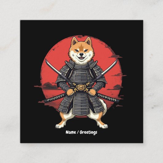 アート日本の柴犬サムライグラフィックデザイン スクエア名刺 (正面)
