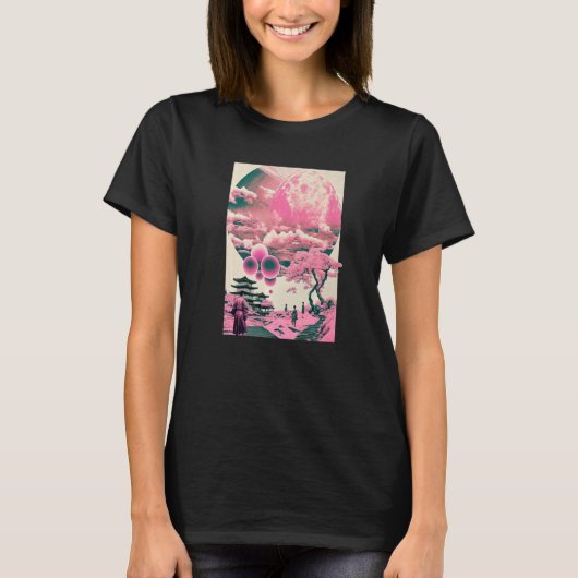 アート日本の浮世絵原宿スタイルさくらんぼブロッサム Tシャツ (正面)
