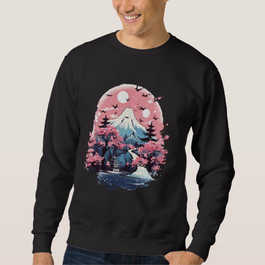 アート日本の浮世絵芸者さくらんぼブロッサム山F スウェットシャツ (正面)