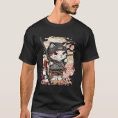 アート日本の猫忍者浮世絵アニメスタイル侍 Tシャツ (正面)
