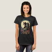 アート日本の猫忍者浮世絵スタイルサムライ猫 Tシャツ (正面フル)