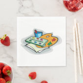 アート用品ウォーターカラーパレットとペイントブラシ スタンダードランチョンナプキン (インサイチュ)