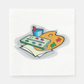 アート用品ウォーターカラーパレットとペイントブラシ スタンダードランチョンナプキン (正面)