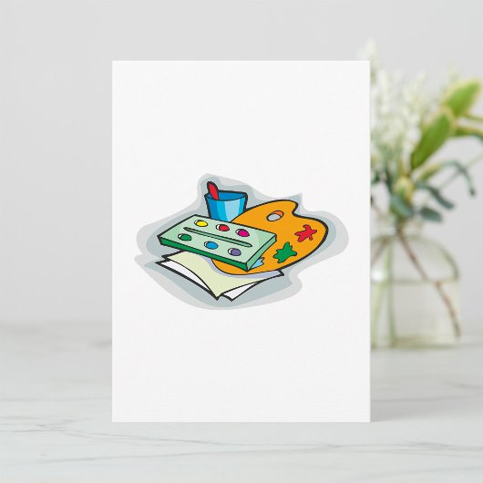 アート用品ウォーターカラーパレットとペイントブラシ 招待状