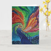 アート空白のグリーティングカード、オリジナルアート銀河系 カード (黄色い花)