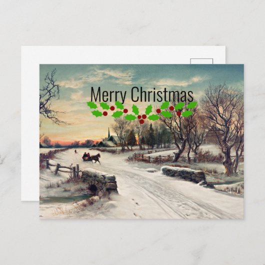 アート素晴らしの聖降誕祭絵画朝の朝 ポストカード (正面/裏面)