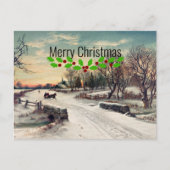 アート素晴らしの聖降誕祭絵画朝の朝 ポストカード (正面)