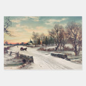 アート素晴らしの聖降誕祭絵画朝の朝 ラッピングペーパーシート (正面2)