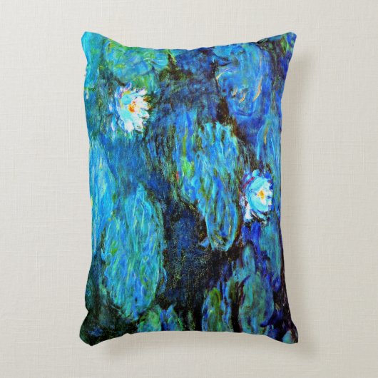 アート素晴らしの青い絵画睡蓮 アクセントクッション (正面(垂直))