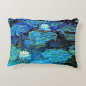 アート素晴らしの青い絵画睡蓮 アクセントクッション (裏面)