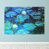 アート素晴らしの青い絵画睡蓮 キャンバスプリント (インサイチュ (ウッドフロア))
