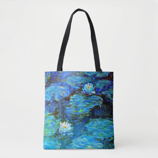 アート素晴らしの青い絵画睡蓮 トートバッグ (正面)