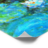 アート素晴らしの青い絵画睡蓮 ポスター (角)