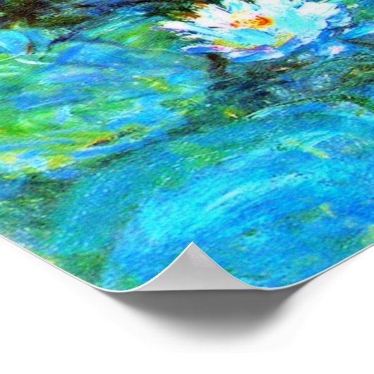 アート素晴らしの青い絵画睡蓮 ポスター (角)