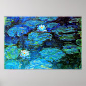 アート素晴らしの青い絵画睡蓮 ポスター (正面)