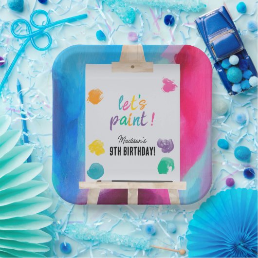 アート絵を描のアーティス絵を描誕生日テーマ ペーパープレート (パーティー)